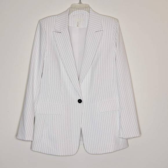 white pinstripe blazer